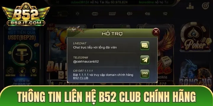 Liên hệ B52 Club khi cần hỗ trợ từ cổng game