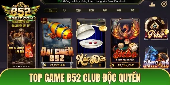 Top game độc quyền giúp kiếm tiền cực tốt tại B52