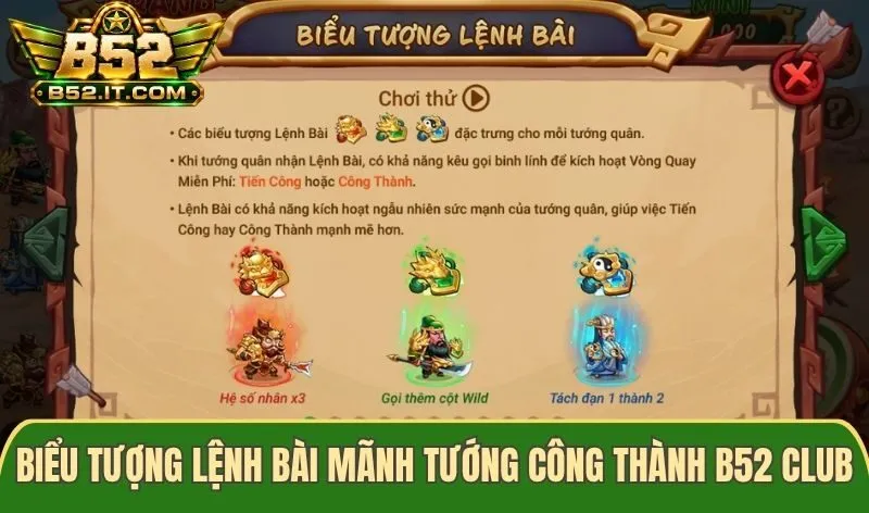 Biểu tượng Lệnh Bài Mãnh Tướng Công Thành B52 Club