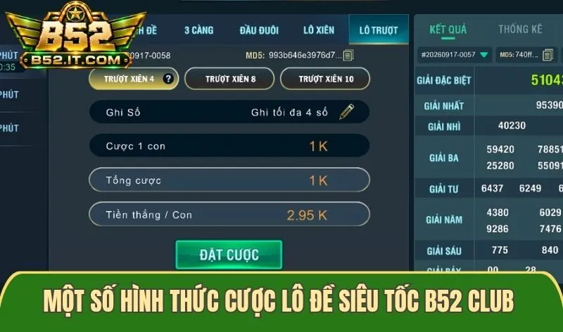 Một số hình thức cược Lô đề siêu tốc B52 club