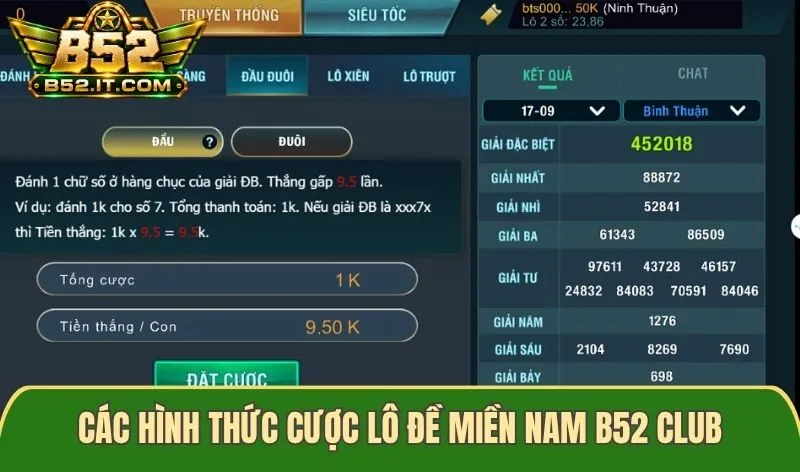 Các hình thức cược phổ biến lô đề miền Nam B52 club