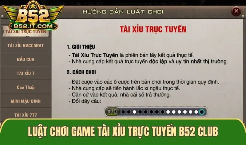 Luật chơi game Tài xỉu trực tuyến B52 club như thế nào?