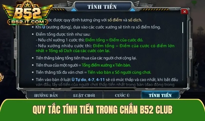Quy tắc tính tiền trong Chắn B52 club