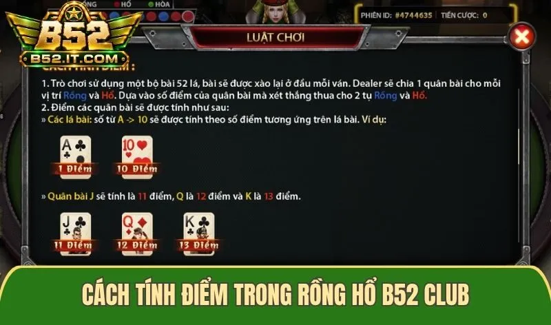 Cách tính điểm trong Rồng Hổ B52 club