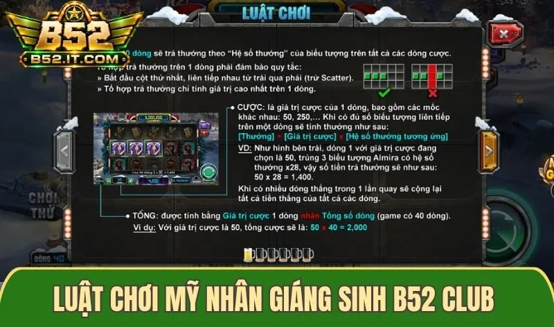 Luật chơi game Mỹ Nhân Giáng Sinh B52 Club